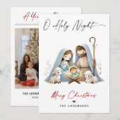 O Heilige Nacht Kerstmis Geboorte Scène Familie Fo Feestdagenkaart (Voorkant / Achterkant)