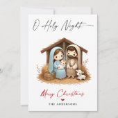 O Heilige Nacht Kerstmis Geboorte Scène Familie Fo Feestdagenkaart (Voorkant)