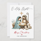 O Heilige Nacht Kerstmis Geboorte Scène Familie Fo Feestdagenkaart (Voorkant)