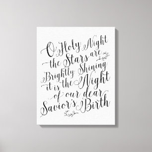 O Heilige Nacht   Kerstmis Lettered Sign Canvas Afdruk