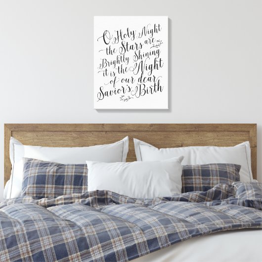 O Heilige Nacht | Kerstmis Lettered Sign Canvas Afdruk (Insitu (Slaapkamer))