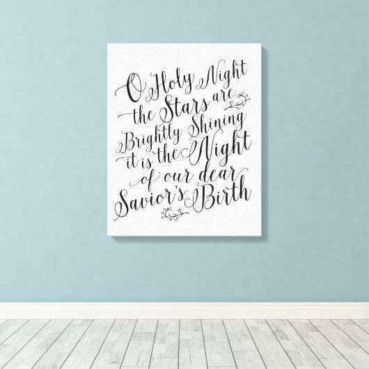 O Heilige Nacht | Kerstmis Lettered Sign Canvas Afdruk (Insitu (Houten vloer))