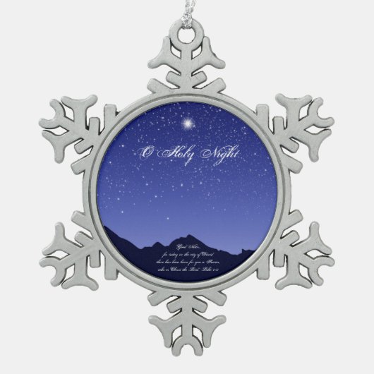 O Heilige nacht Kerstmis Tin Sneeuwvlok Ornament (Voorkant)