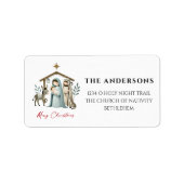 O Heilige Nacht Kerstmisscène Adres Etiket (Voorkant)