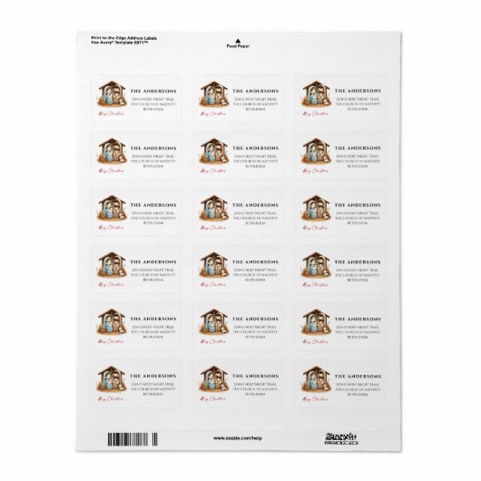 O Heilige Nacht Kerstmisscène Adres Etiket (Full Sheet)