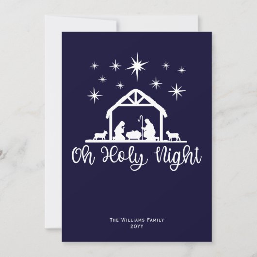 O Heilige Nacht Kerststal Familie Foto Kerstmis  Feestdagenkaart (Voorkant)