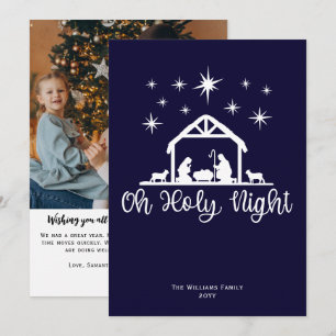 O Heilige Nacht Kerststal Familie Foto Kerstmis Feestdagenkaart