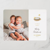 O' Heilige Nacht Modern Nativiteit en FotoKerstmis Folie Feestdagenkaart (Voorkant)