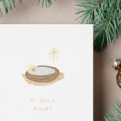 O' Heilige Nacht Modern Nativiteit en FotoKerstmis Folie Feestdagenkaart