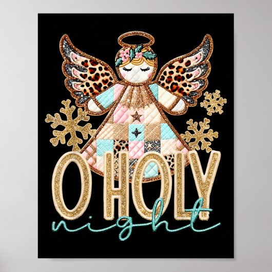 O Heilige Nacht Patchwork Engel Christelijk Jezus  Poster (Voorkant)
