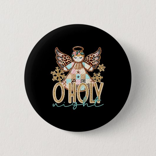 O Heilige Nacht Patchwork Engel Christelijk Jezus Ronde Button 5,7 Cm (Voorkant)