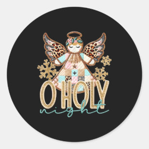 O Heilige Nacht Patchwork Engel Christelijk Jezus Ronde Sticker