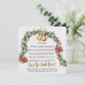 O HEILIGE NACHT Religieuze Kerstmis Geboorte Hymne Feestdagenkaart (Staand voorkant)