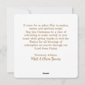 O HEILIGE NACHT Religieuze Kerstmis Geboorte Hymne Feestdagenkaart (Achterkant)