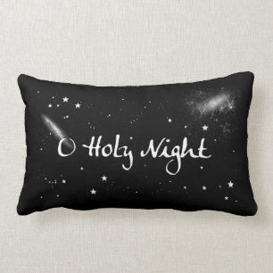 O Heilige Nacht & sterren Long Holiday Pillow - zw Kussen