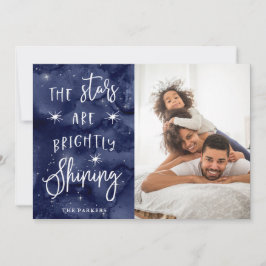 O Heilige Nacht | Sterren met Kerstmis en jouw Fot Feestdagenkaart