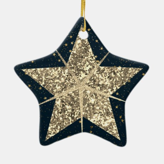 O Heilige Nacht | Sterren zijn helder glanzende fa Keramisch Ornament (Achterkant)