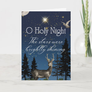 O Heilige Nacht Sterrenhemel met Hert en Duif Kaar Kaart