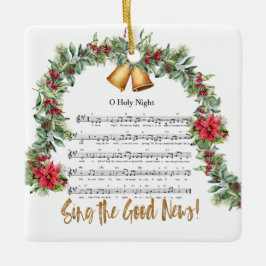 O HEILIGE NACHT Vintage Kerstmis Geboorte Hymne Keramisch Ornament