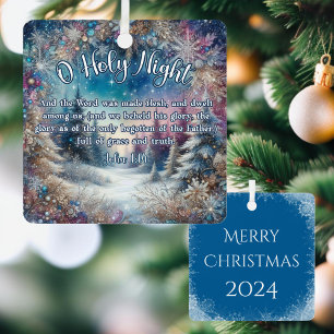 O Heilige Nacht Winter Woodland John 1:14 Kerstmis Metalen Ornament