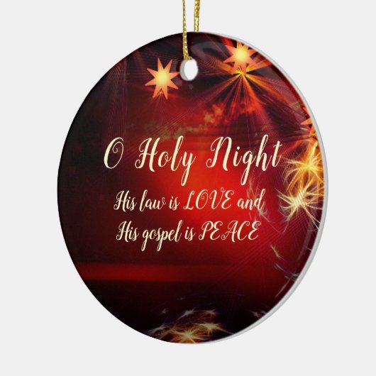 O Heilige Nacht, Zijn evangelie is VREDE, kerstkar Keramisch Ornament (Links)