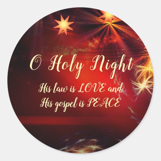 O Heilige Nacht, zijn wet is LOVE, kerstkarol Ronde Sticker (Voorkant)