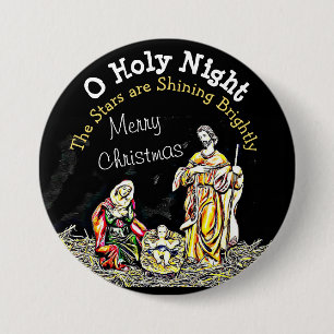 O Heilige Nachtelijke Baby Jesus Kerstmis Button