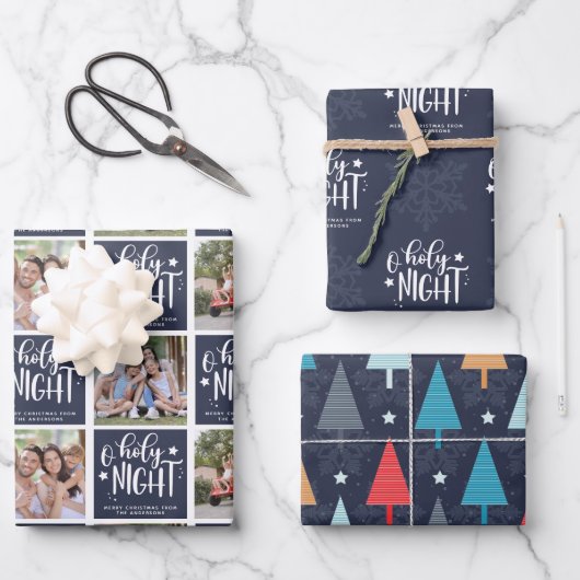 O Heilige Nachtfoto, kerstboomstructuur Inpakpapier Vel (Voorkant)