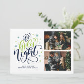 O Heilige Nachthand Letter Foto Feestdagenkaart (Staand voorkant)