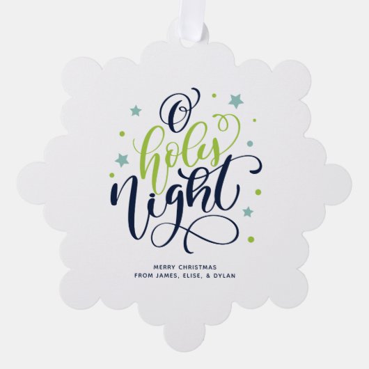 O Heilige Nachthand Letter Foto Ornament Kaart (Voorkant)