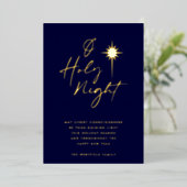 O Heilige Nachtster van Bethlehem, Midnight Blue G Folie Feestdagenkaart (Staand Voorkant)