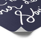 O Heilige Nachtwitte Typografie Navy Blue Kerstmis Poster (Hoek)