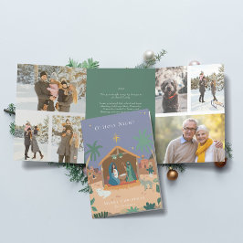 O' Heilige Nativiteitsscène Kerstmis Drieluik Wenskaart