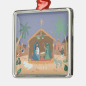 O' Heilige Nativiteitsscène Kerstmis Metalen Ornament (Links)