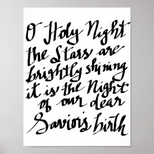 O Heilige Night Black Lettering Typography Holiday Poster