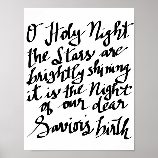 O Heilige Night Black Lettering Typography Holiday Poster (Voorkant)