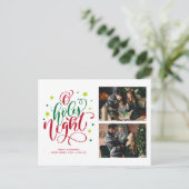 O Heilige Night Fun Script 2 Photo Collage Feestdagenkaart (Staand voorkant)