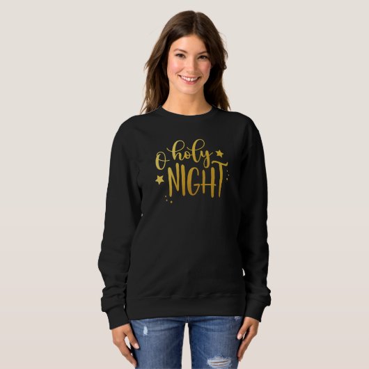 O Heilige Night Gold Foil Kerstmis Trui (Voorkant volledig)