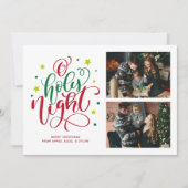 O Heilige Night Hand Letter Photo Holiday Kaart (Voorkant)