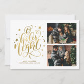 O Heilige Night Hand Letter Photo Holiday Kaart (Voorkant)