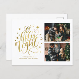 O Heilige Night Hand Lettered Custom Photo Feestdagenkaart