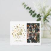 O Heilige Night Hand Lettered Custom Photo Feestdagenkaart (Staand voorkant)