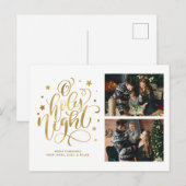 O Heilige Night Hand Lettered Custom Photo Feestdagenkaart (Voorkant / Achterkant)