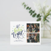 O Heilige Night Hand Lettered Fotogalerie Feestdagenkaart (Staand voorkant)