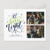 O Heilige Night Hand Lettered Fotogalerie Feestdagenkaart (Voorkant)