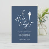 O Heilige Night Minimalist Star van Bethlehem Blue Feestdagenkaart (Staand voorkant)