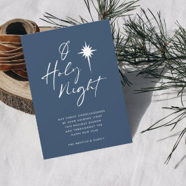 O Heilige Night Minimalist Star van Bethlehem Blue Feestdagenkaart