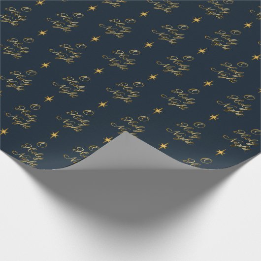 O Heilige Night Navy & Gold Cadeaupapier (Hoek)
