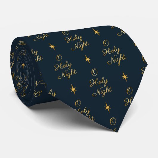 O Heilige Night Navy & Gold Stropdas (Opgerold)