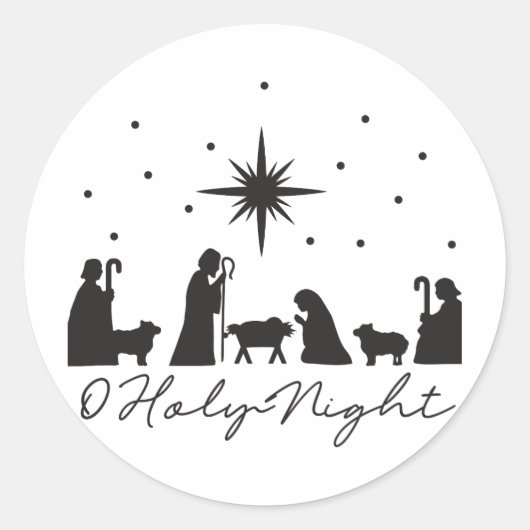 O Heilige Night Ronde Sticker (Voorkant)
